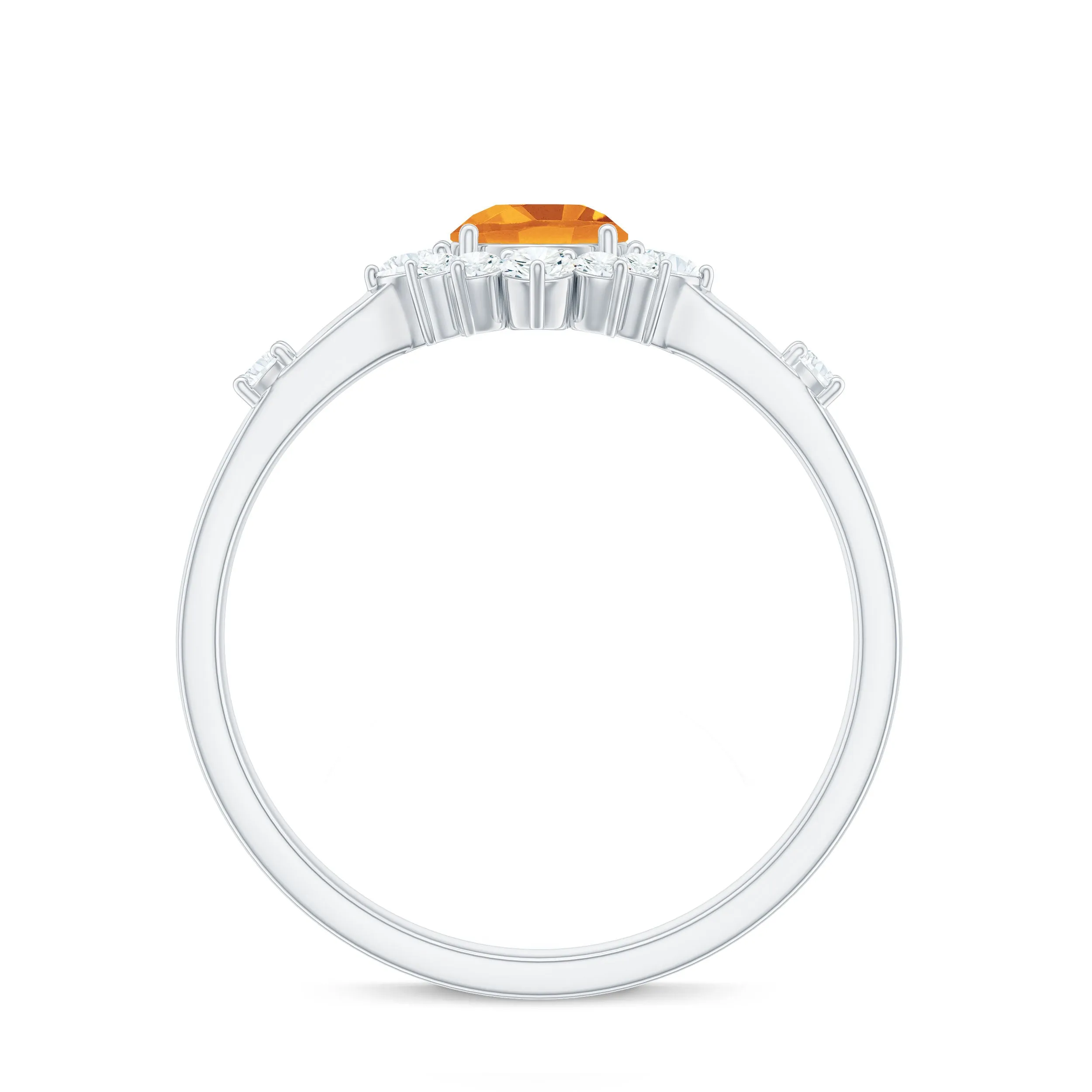 1 CT Round Citrine and Diamond Halo Engagement Ring
