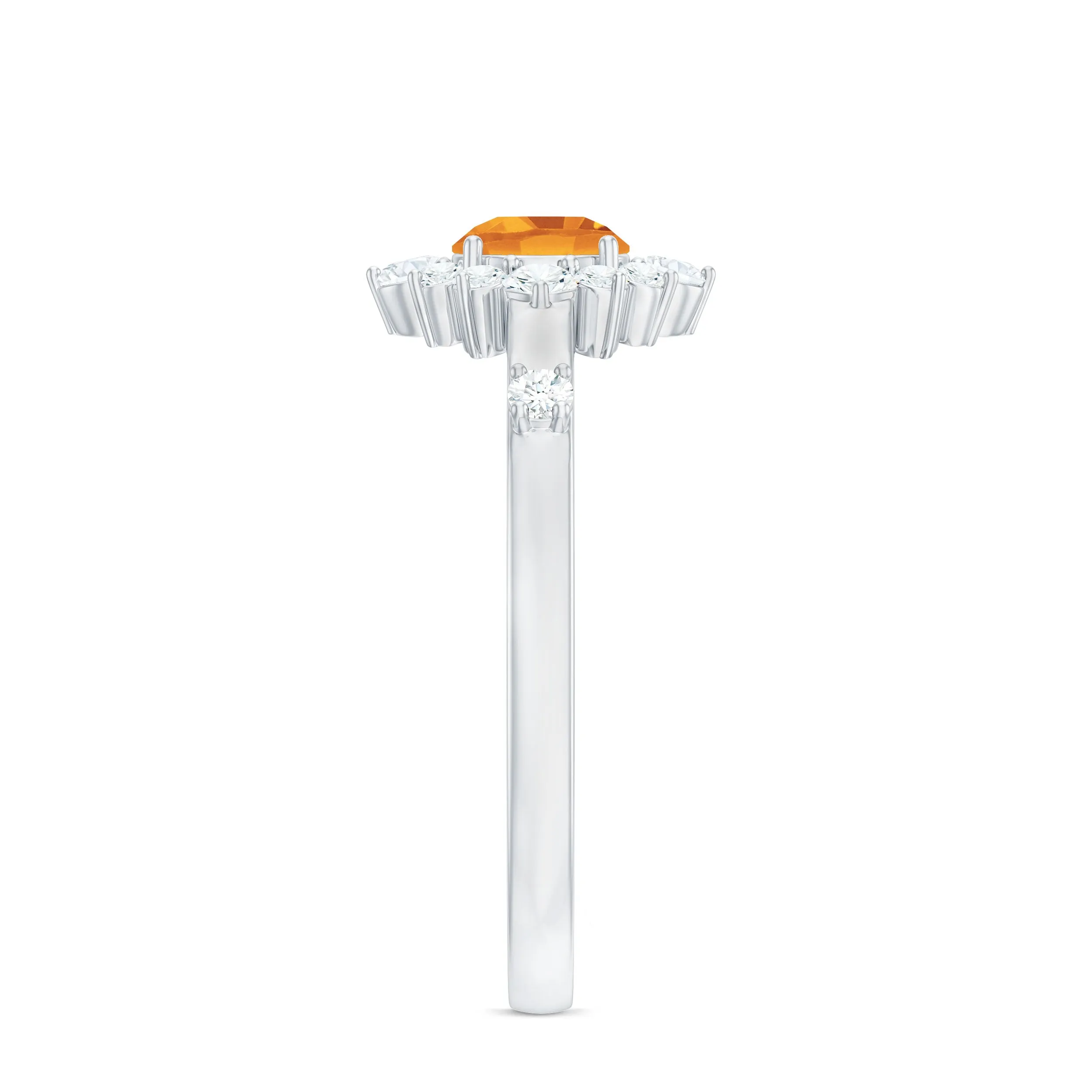 1 CT Round Citrine and Diamond Halo Engagement Ring