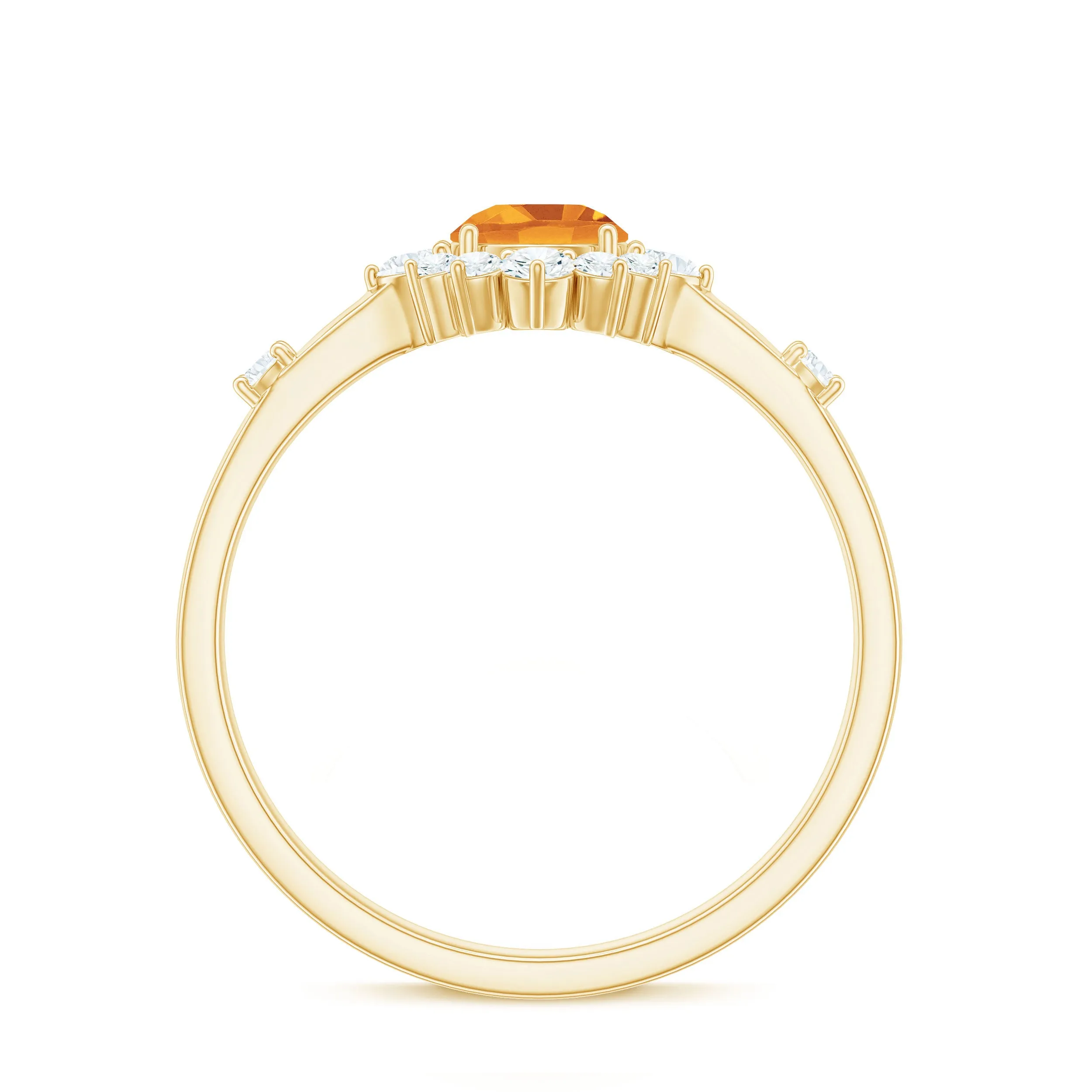 1 CT Round Citrine and Diamond Halo Engagement Ring