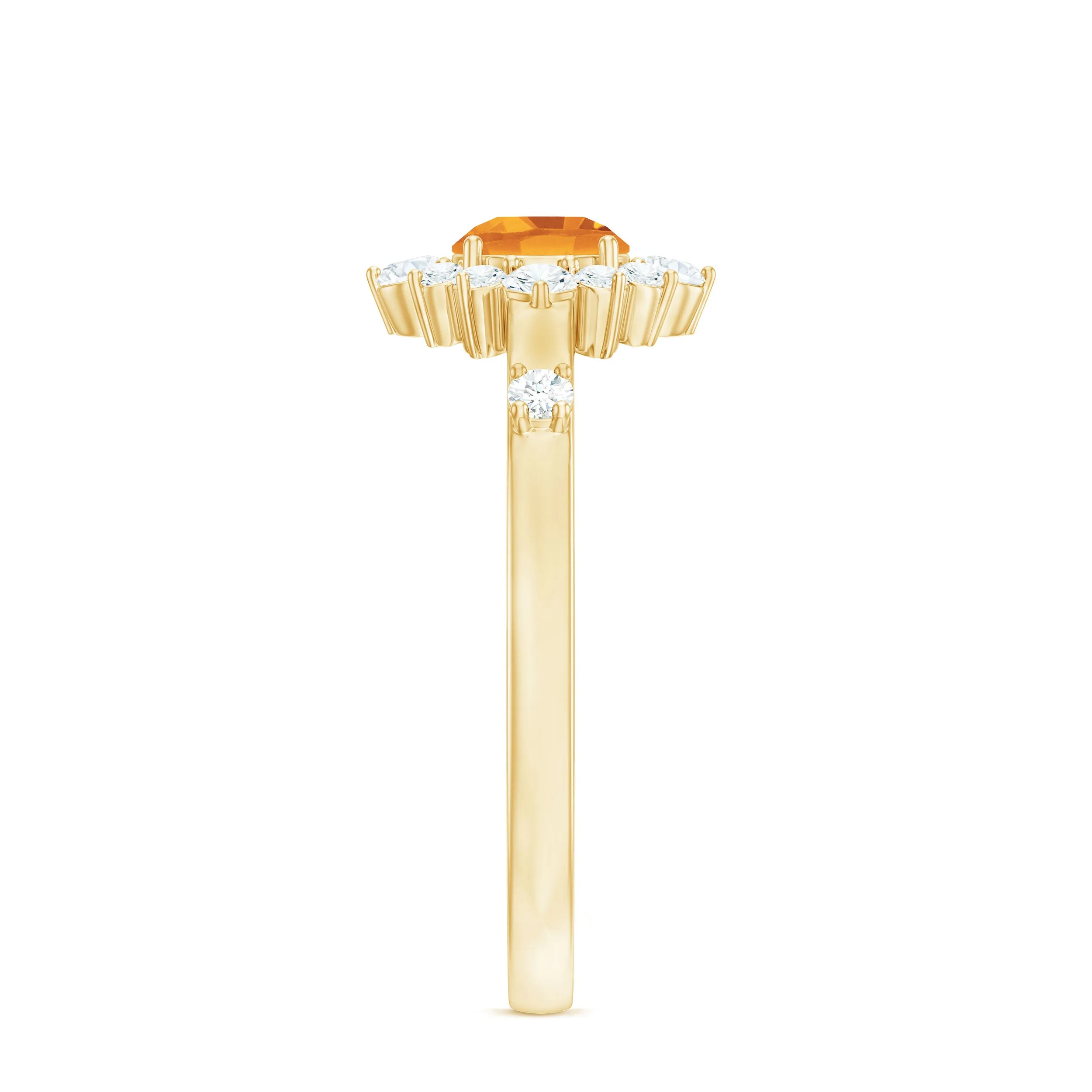 1 CT Round Citrine and Diamond Halo Engagement Ring