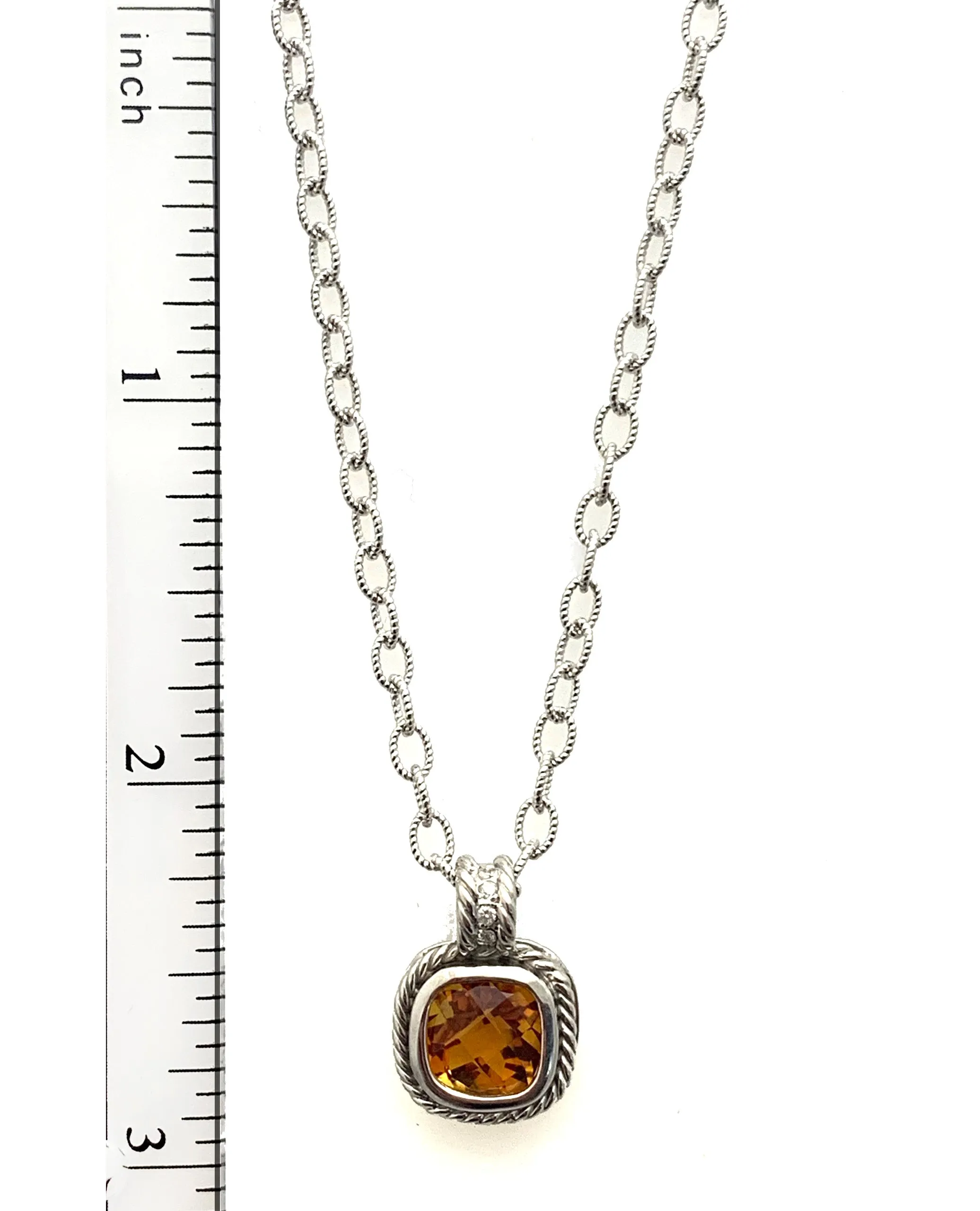 14K White Gold Citrine Necklace
