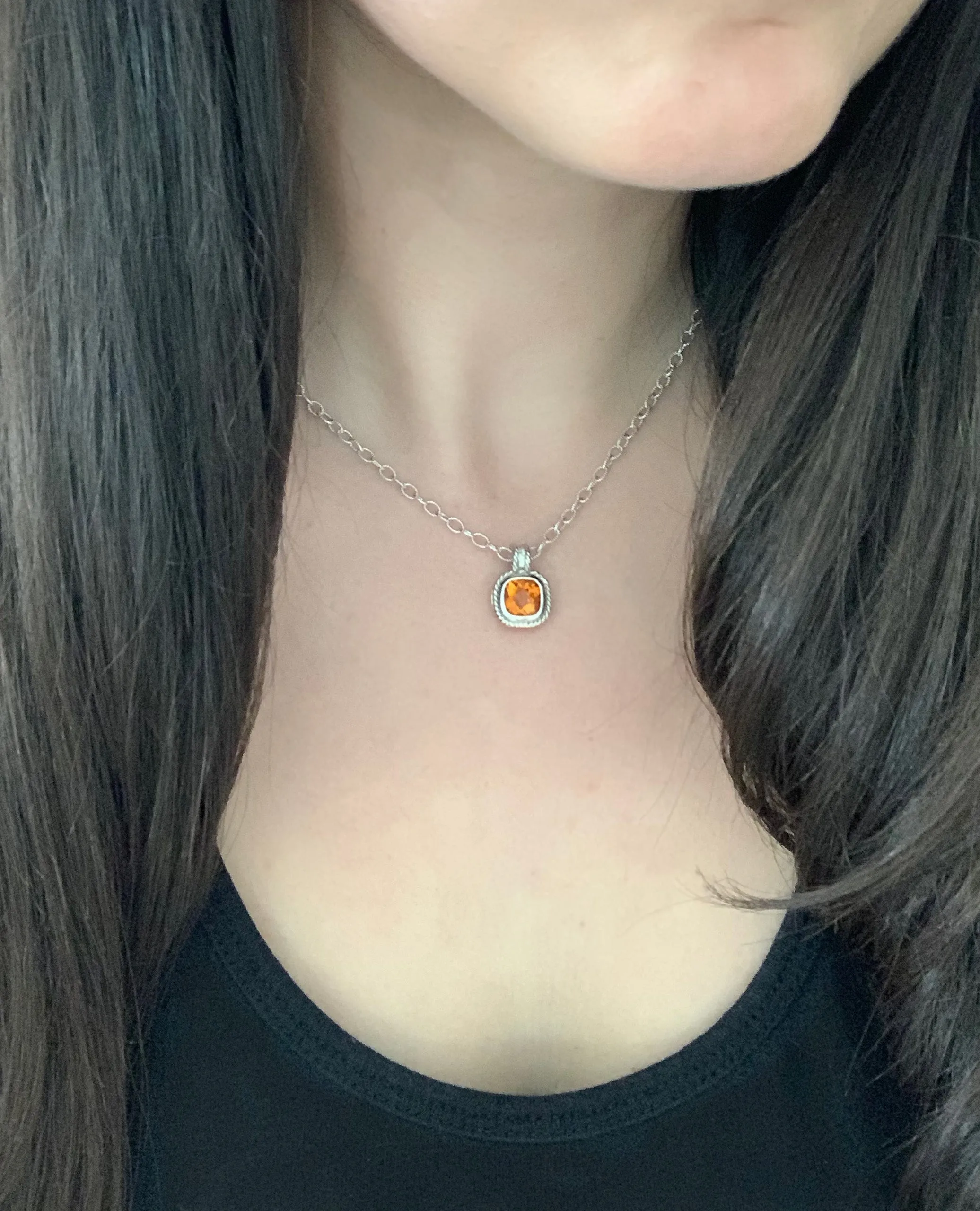 14K White Gold Citrine Necklace