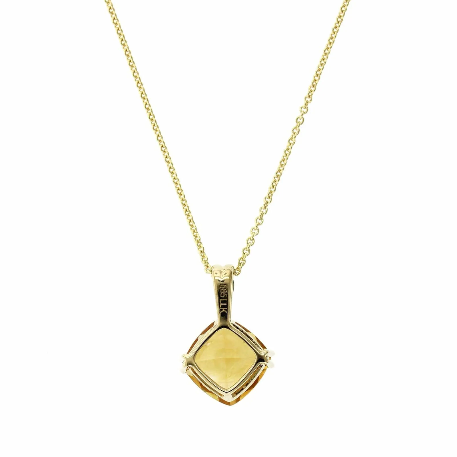 14K Yellow Gold Cushion Citrine Pendant