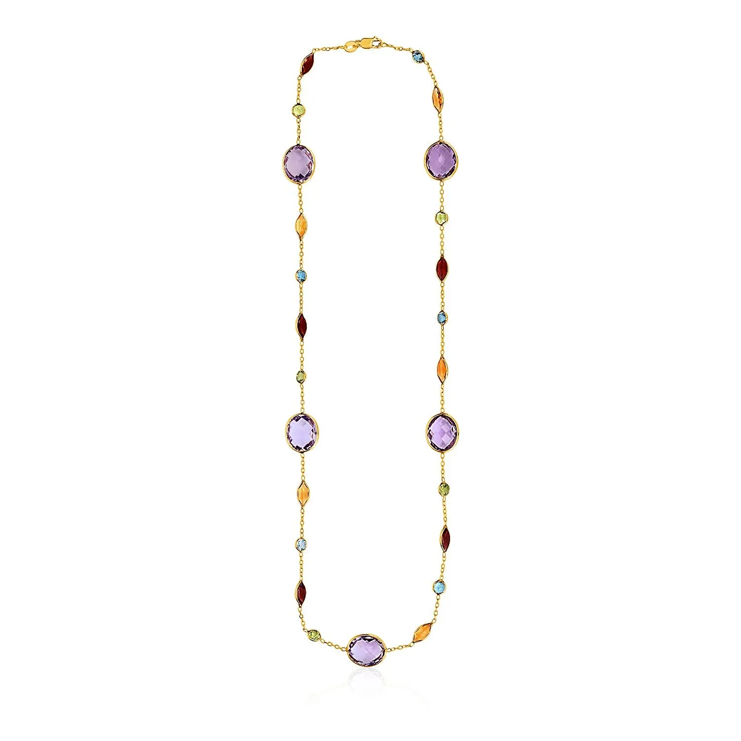 14k Yellow Gold Necklace with Multi-Colored Stonesrx07776-18-rx07776-18