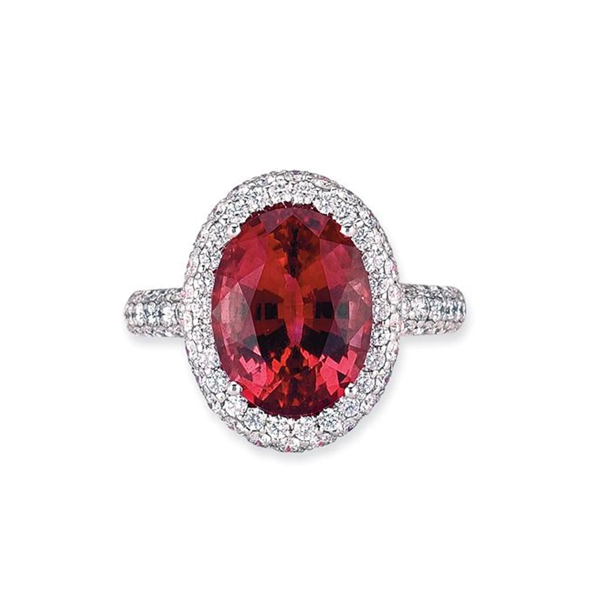 18K White Gold Ring With Diamonds And Tourmaline