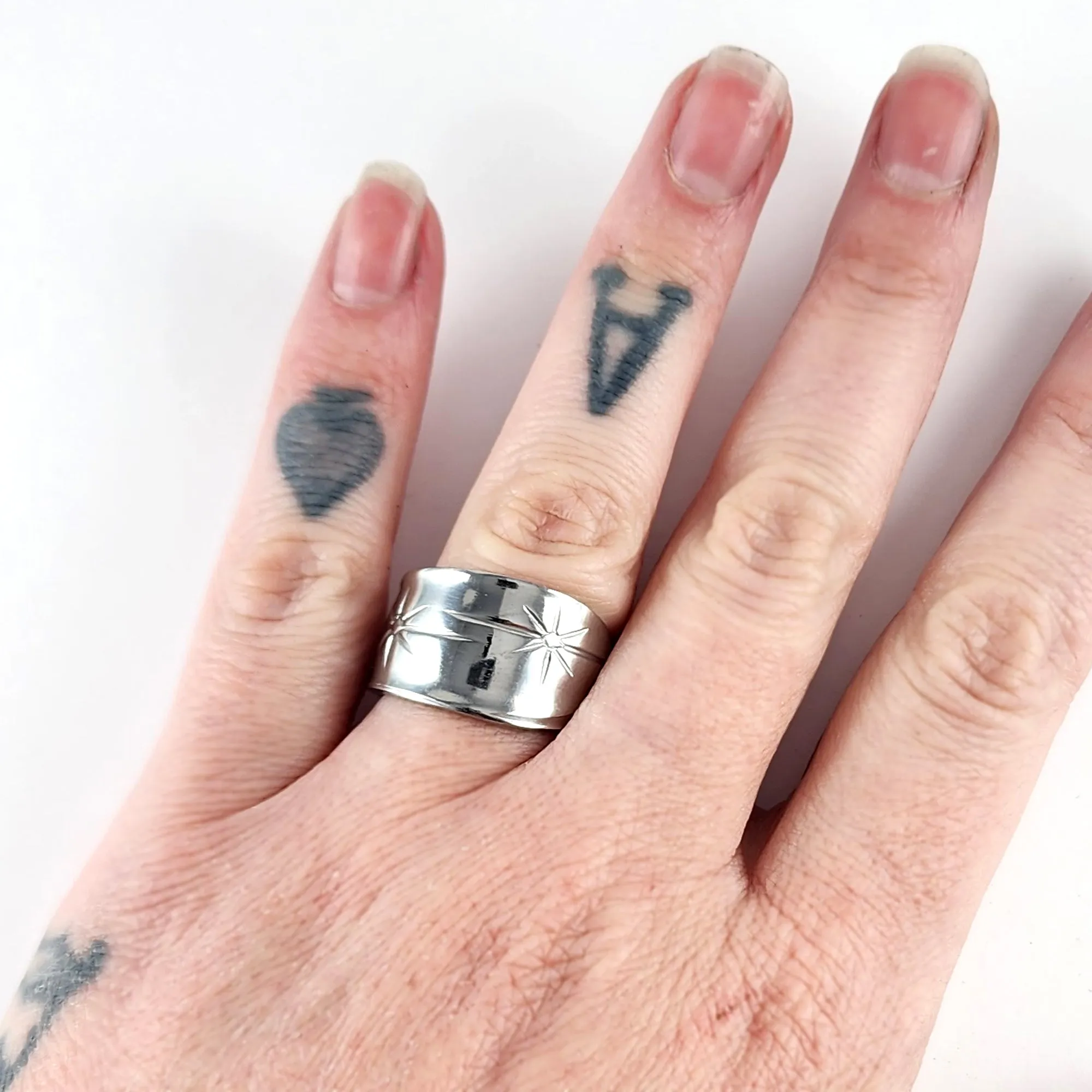1950's Atomic Starburst Stainless Steel Spoon Ring