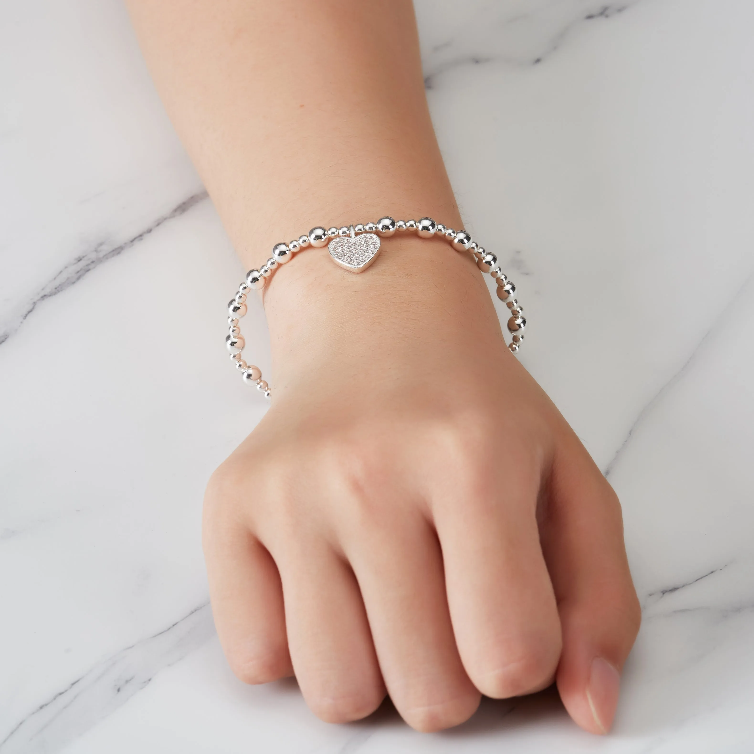 21st Birthday Heart Charm Stretch Bracelet with Quote Gift Box