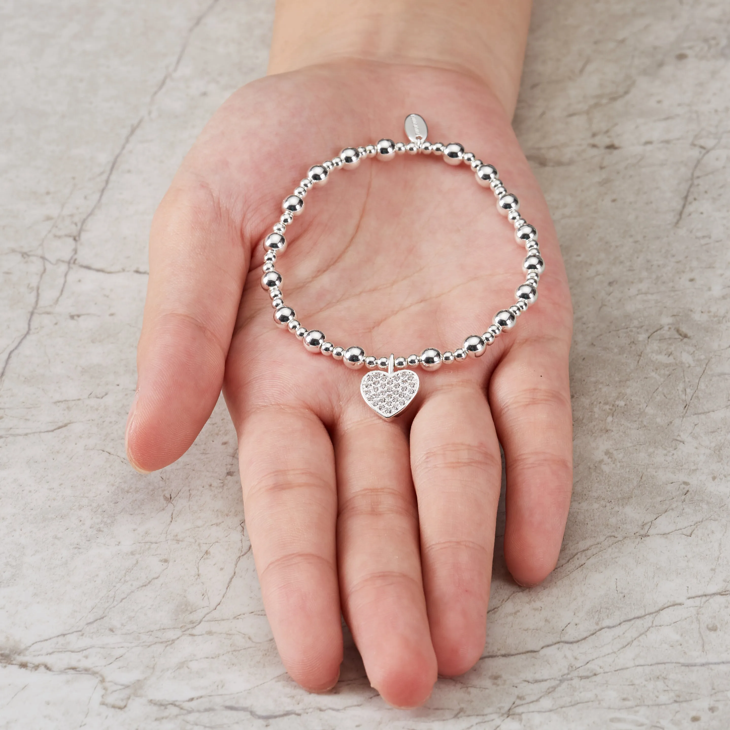 21st Birthday Heart Charm Stretch Bracelet with Quote Gift Box