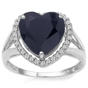 2.73 CT GENUINE BLACK SAPPHIRE & DIAMOND 925 STERLING SILVER RING