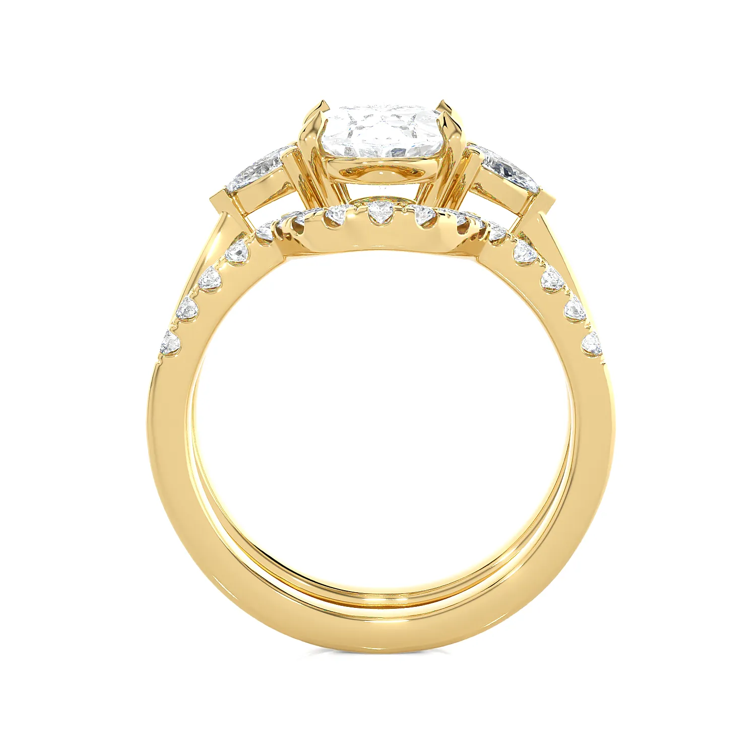 3 ctw Oval Three Stone Lab Grown Diamond Bridal Set Ring