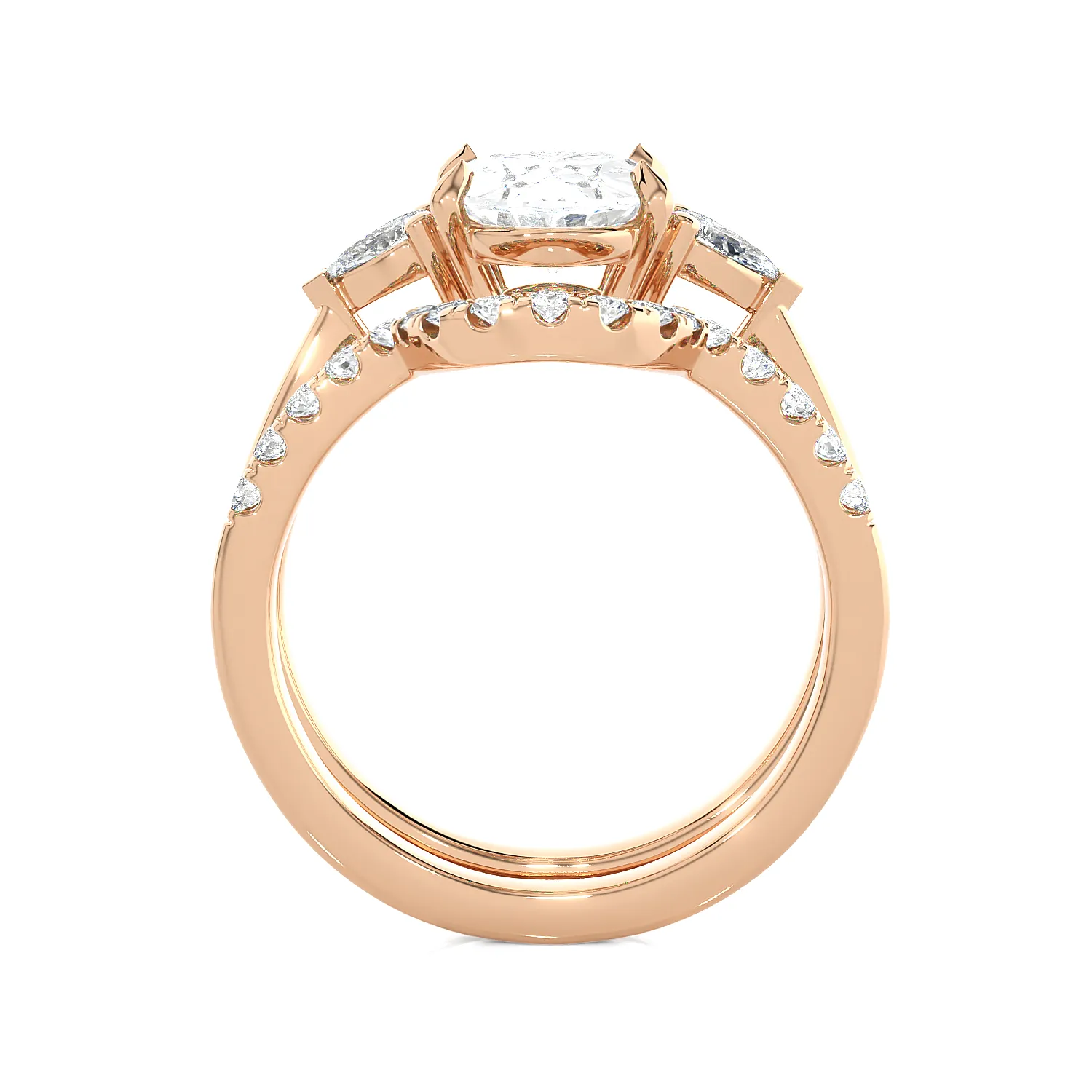 3 ctw Oval Three Stone Lab Grown Diamond Bridal Set Ring