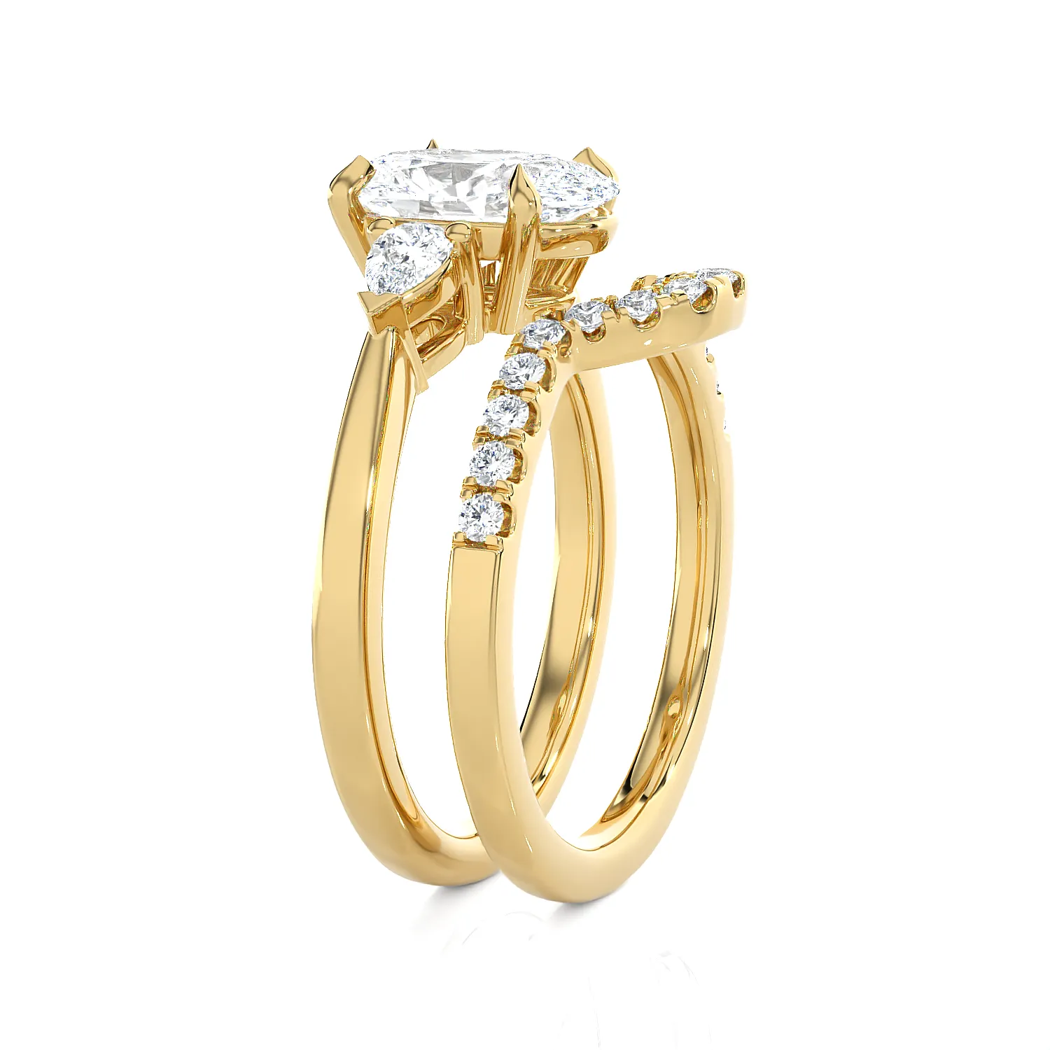 3 ctw Oval Three Stone Lab Grown Diamond Bridal Set Ring
