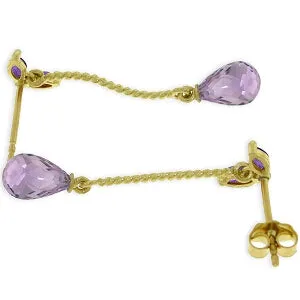3.4 Carat 14K Solid Yellow Gold Breeze Amethyst Earrings