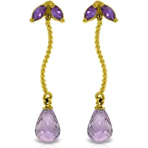 3.4 Carat 14K Solid Yellow Gold Breeze Amethyst Earrings