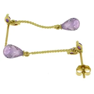 3.4 Carat 14K Solid Yellow Gold Breeze Amethyst Earrings