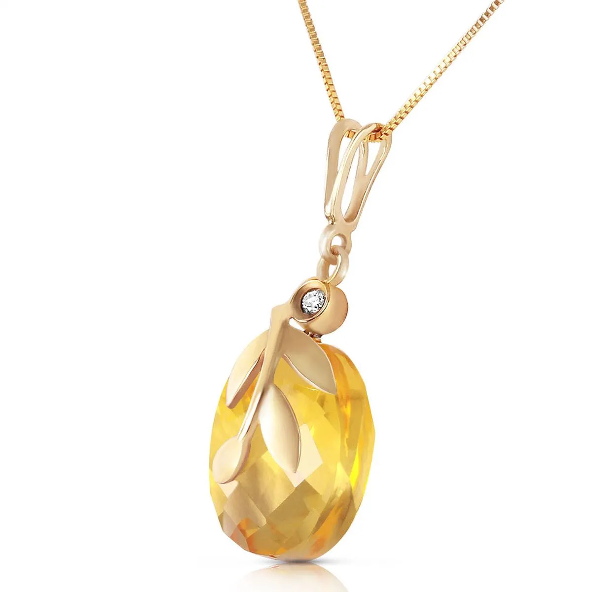 5.32 Carat 14K Solid Yellow Gold Necklace Checkerboard Cut Citrine Diamond