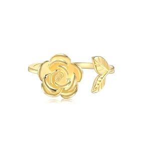 925 Silver Rose Flower And Leaves Toi et Moi Ring
