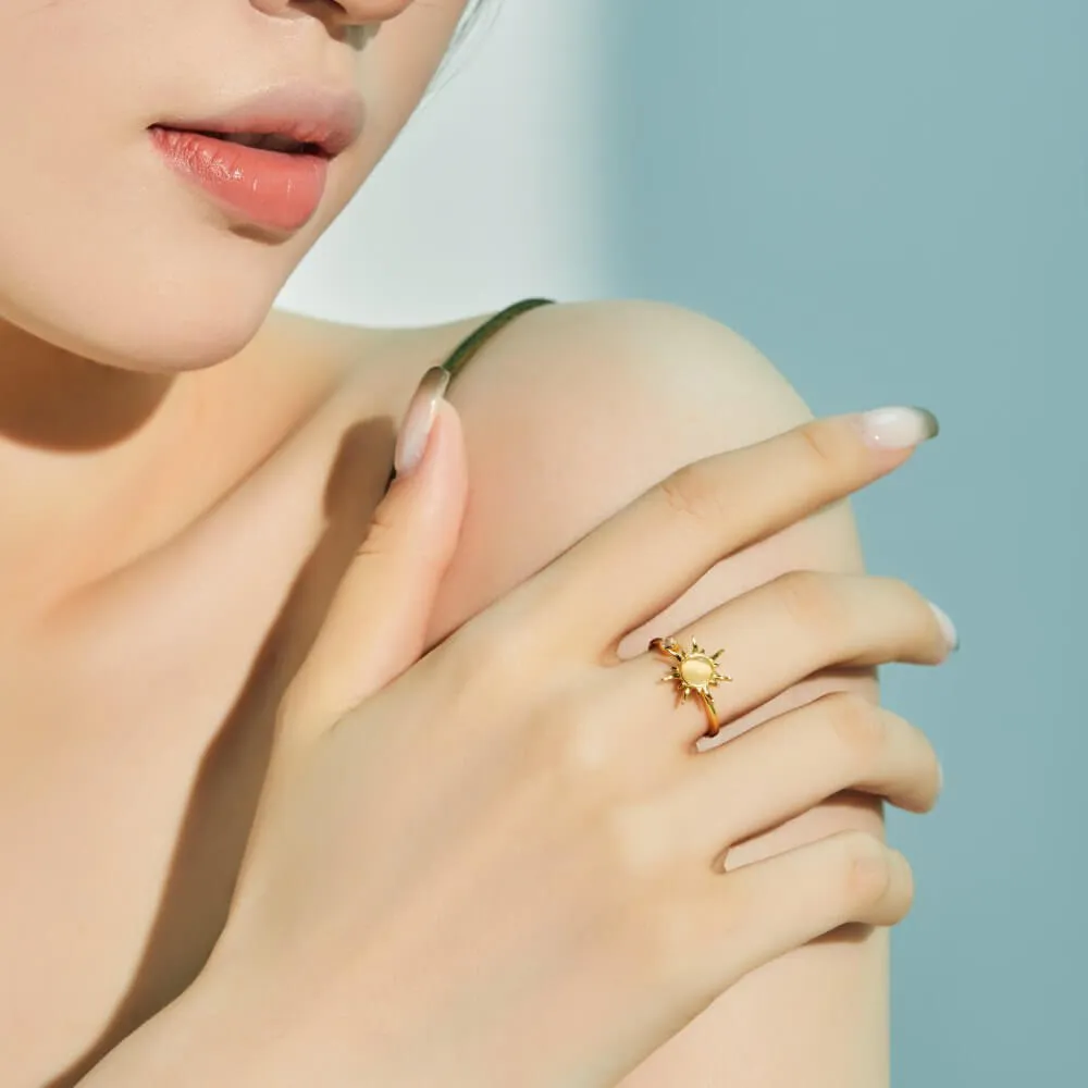 925 Silver Sun Rotatable CZ Diamond Toi et Moi Ring
