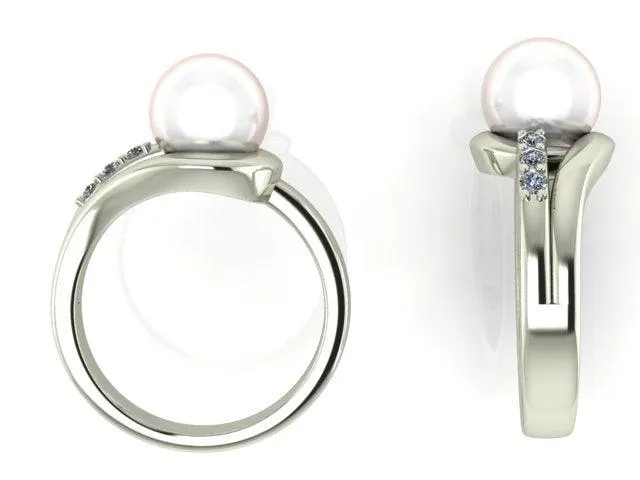 9mm Pearl and Diamond Ring Gold