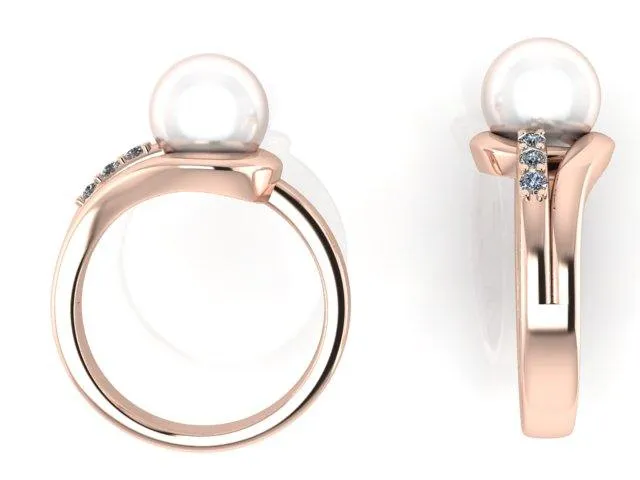 9mm Pearl and Diamond Ring Gold