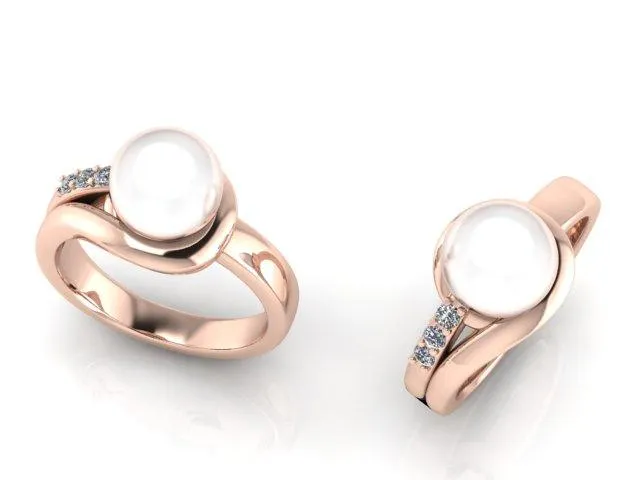 9mm Pearl and Diamond Ring Gold