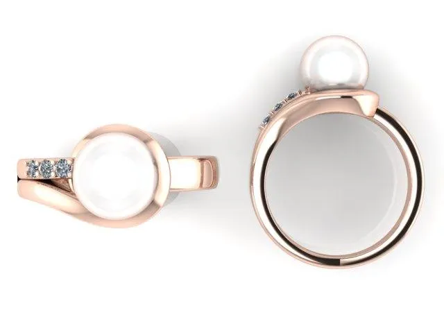 9mm Pearl and Diamond Ring Gold
