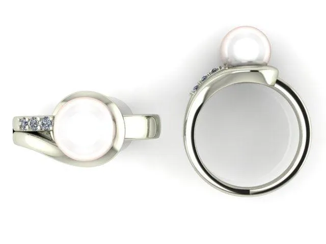 9mm Pearl and Diamond Ring Gold