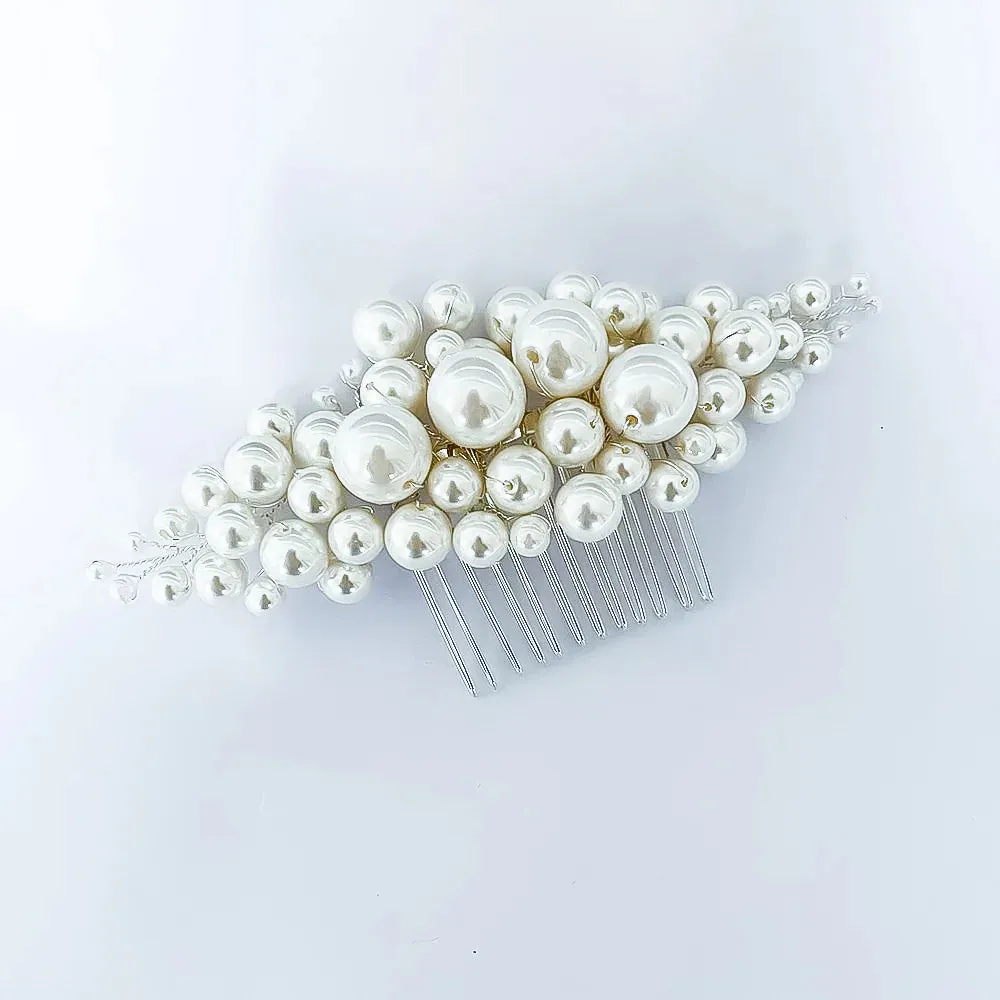 A'el Este - Savannah - Pearl Bridal Comb - Gold