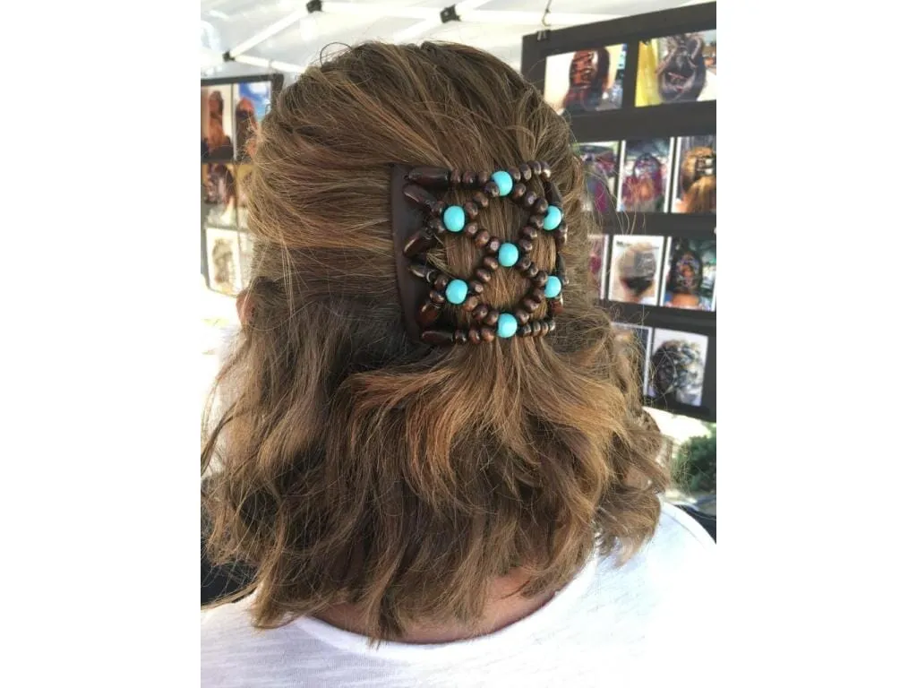 African Butterfly Chameleon Hair Comb - Beada Brown 66