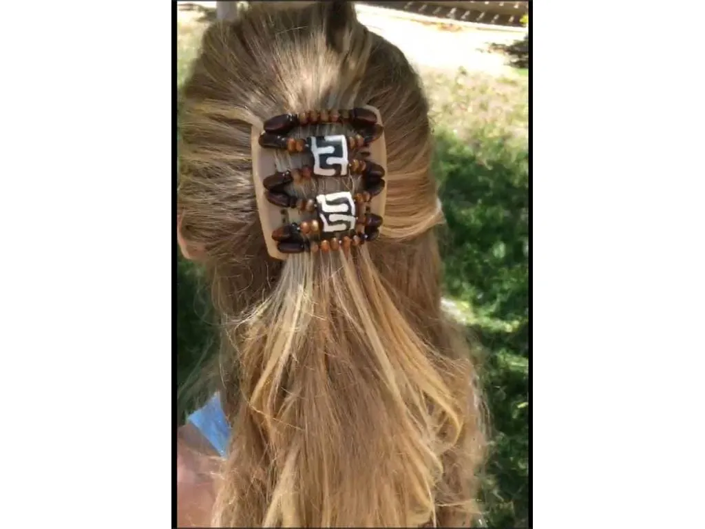 African Butterfly Chameleon Hair Comb - Beada Brown 66