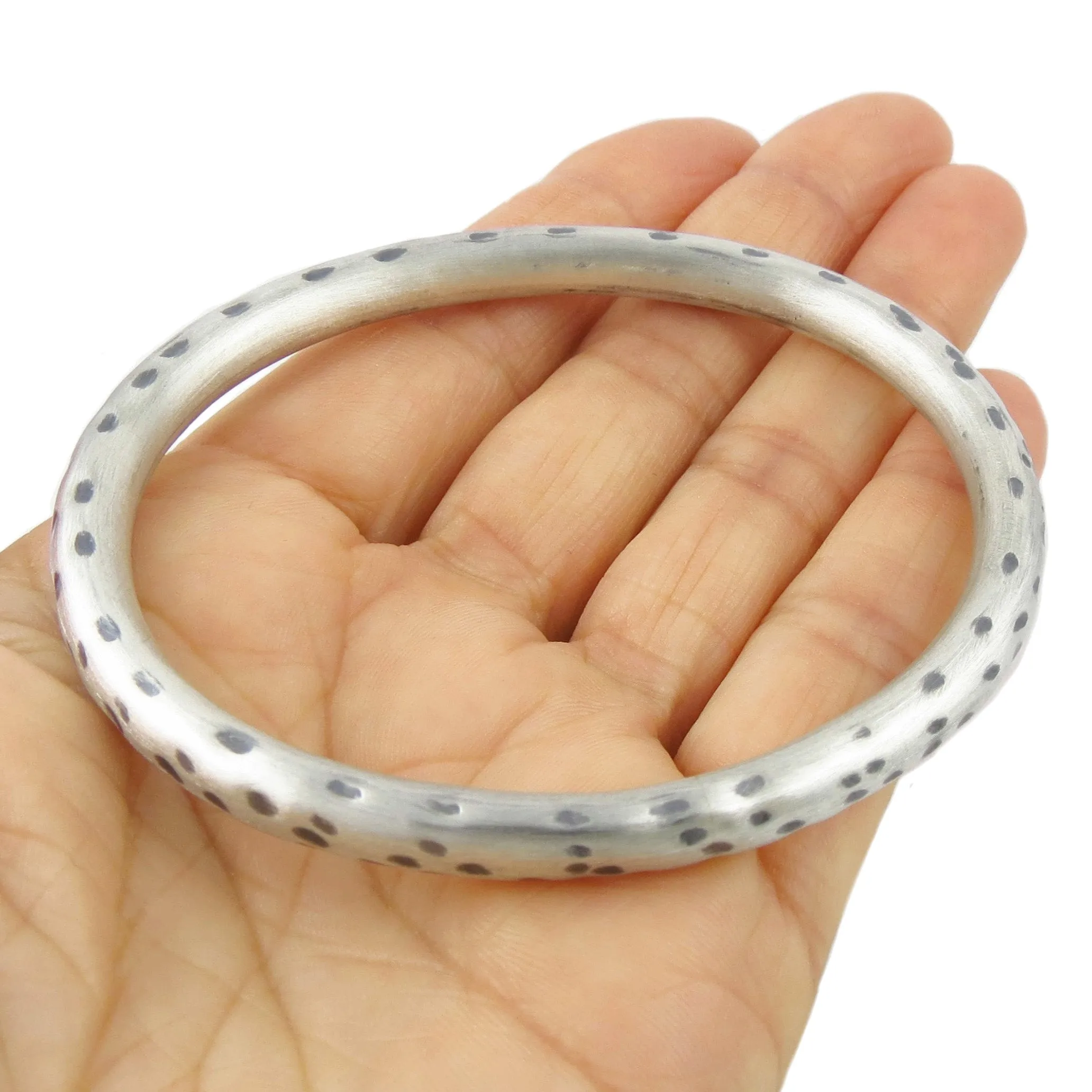 Animal Print 925 Sterling Silver Oval Bangle