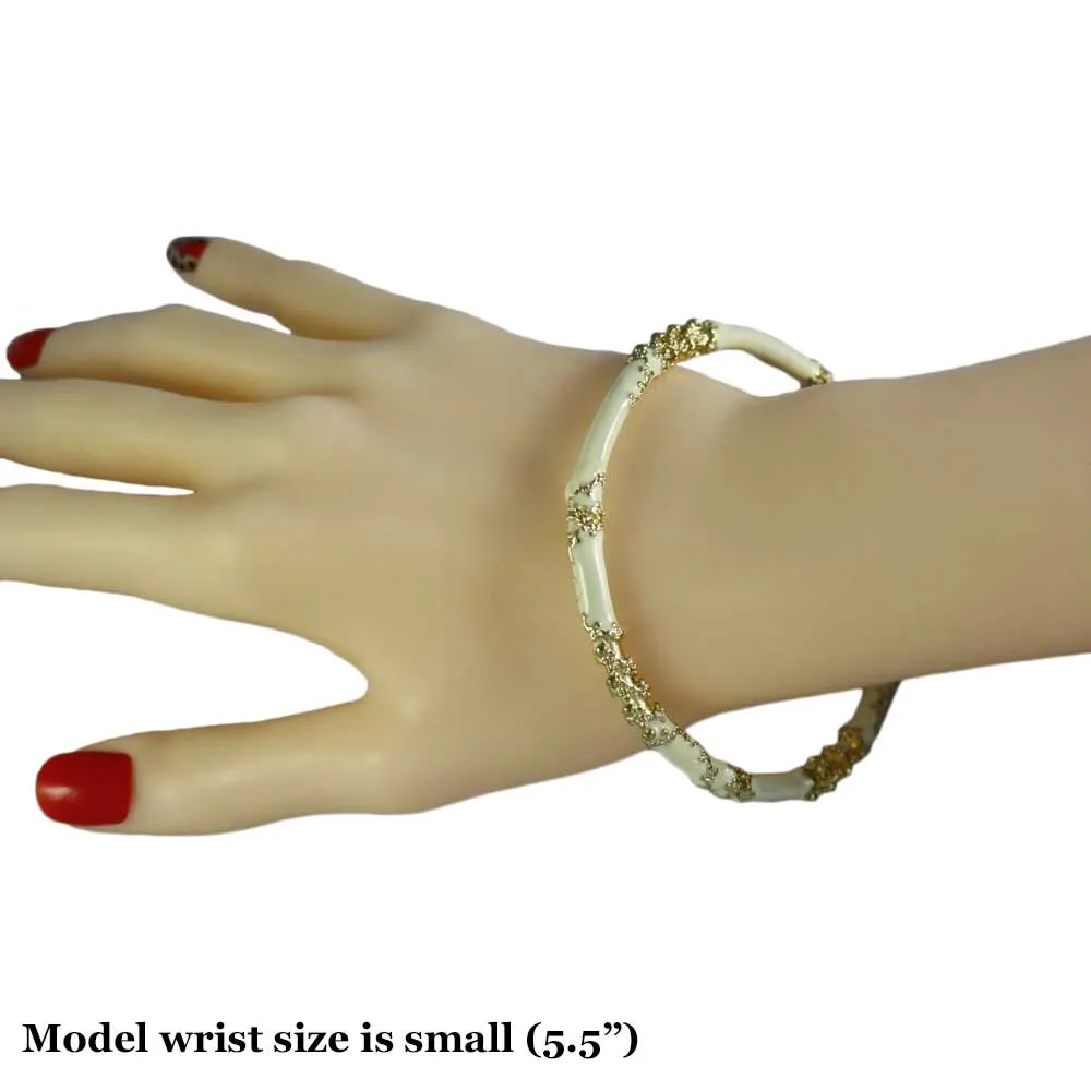 Asian Inspired Black or Cream Enamel Bangle - BG530