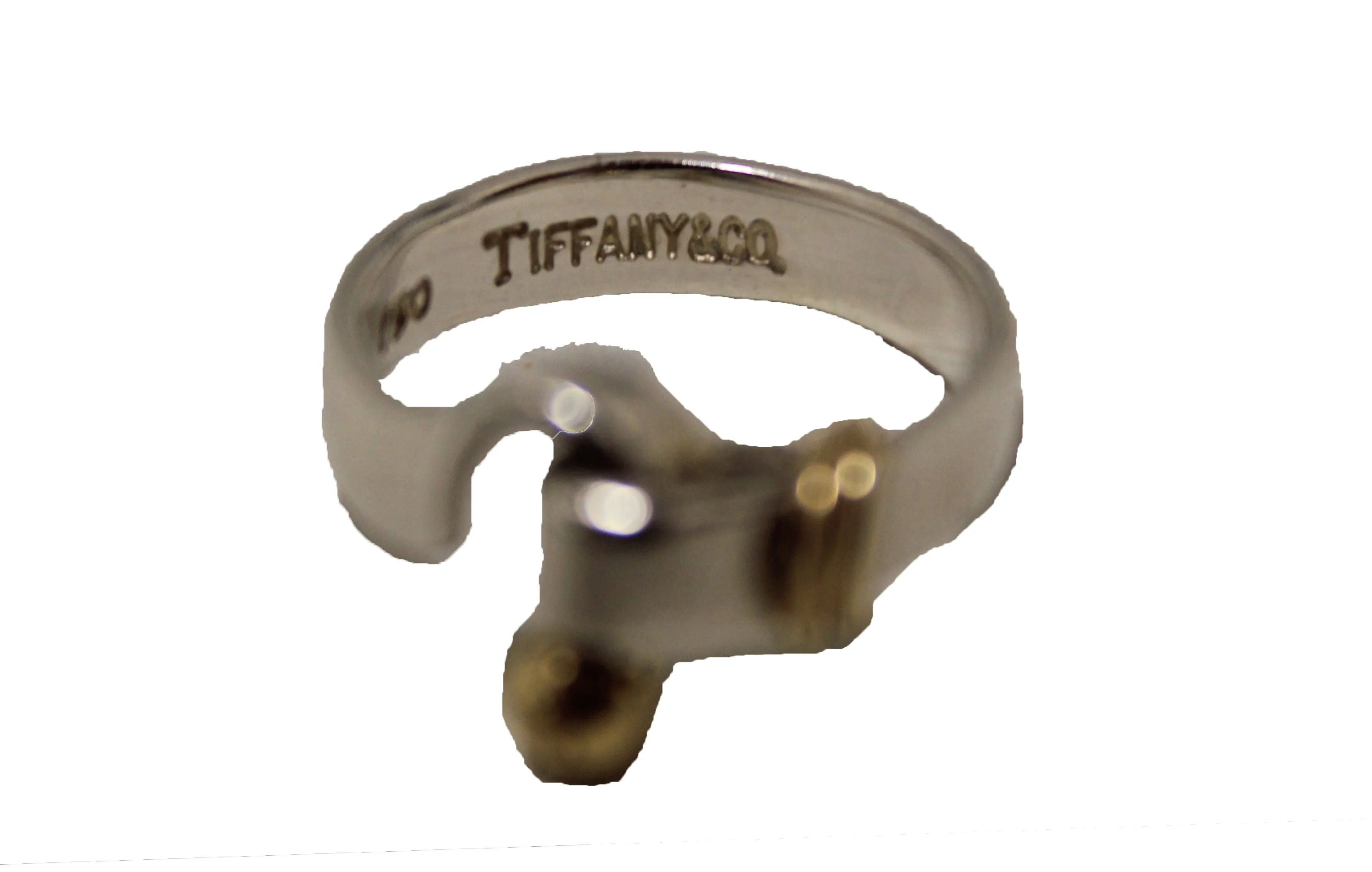 Authentic Tiffany & Co. 18K Gold & Sterling Silver 925 Hook and Eye Love Knot Ring Size 5.5