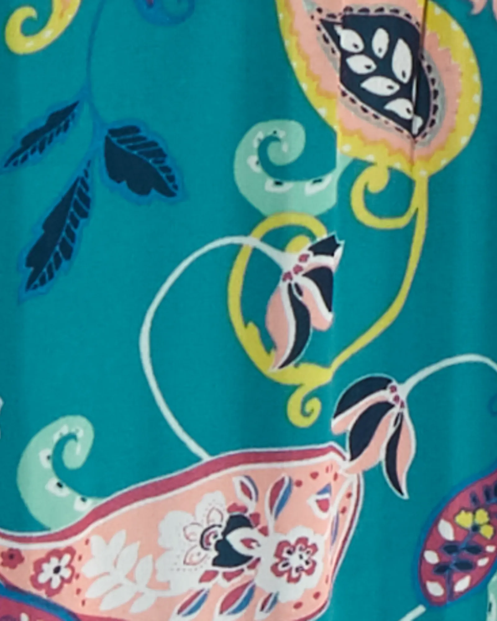 Bakersfield Short Flutter Sleeve Tie-Waist | Teal / Yellow