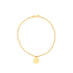 Beaded Chain with Engravable Disc Bracelet (Engraving Included)