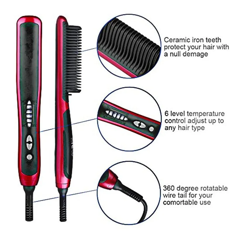 Beard Straightener Brush & Hair Straightening Brush for woman and man