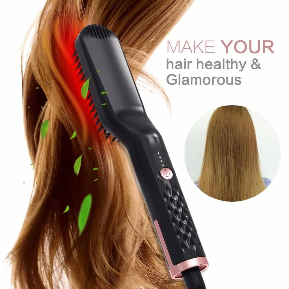 Beard Straightener Brush & Hair Straightening Brush for woman and man