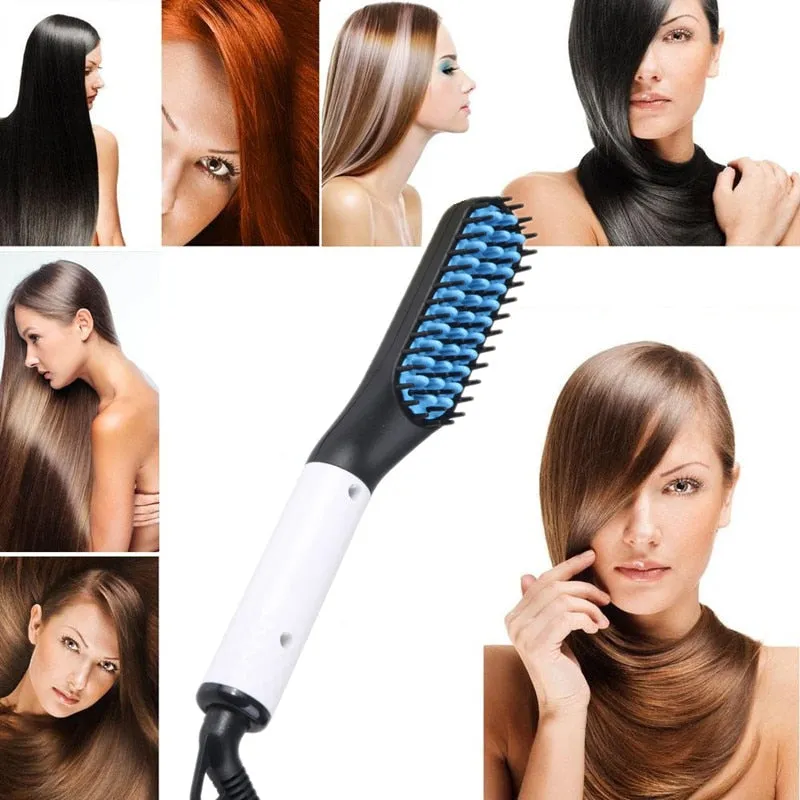 Beard Straightener Brush & Hair Straightening Brush for woman and man