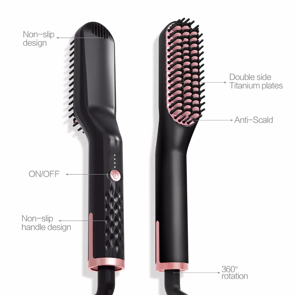 Beard Straightener Brush & Hair Straightening Brush for woman and man