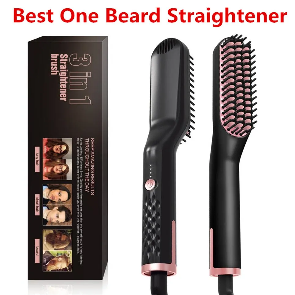 Beard Straightener Brush & Hair Straightening Brush for woman and man