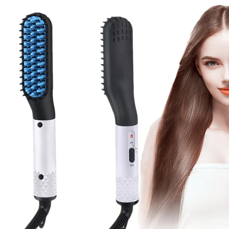 Beard Straightener Brush & Hair Straightening Brush for woman and man
