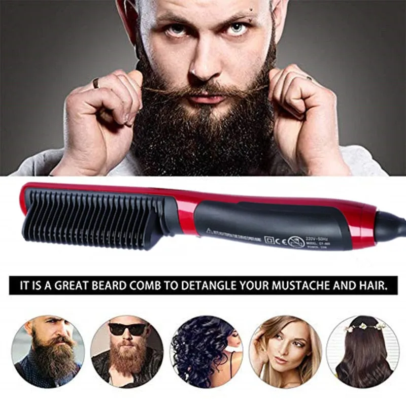 Beard Straightener Brush & Hair Straightening Brush for woman and man