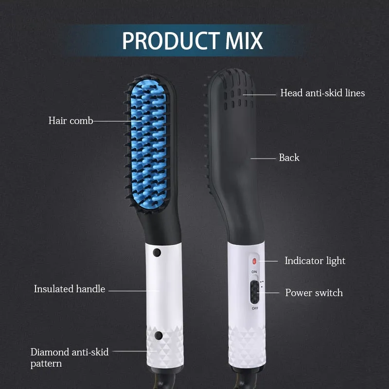 Beard Straightener Brush & Hair Straightening Brush for woman and man