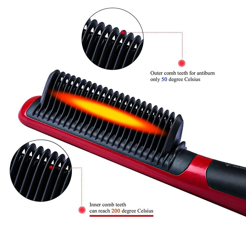 Beard Straightener Brush & Hair Straightening Brush for woman and man
