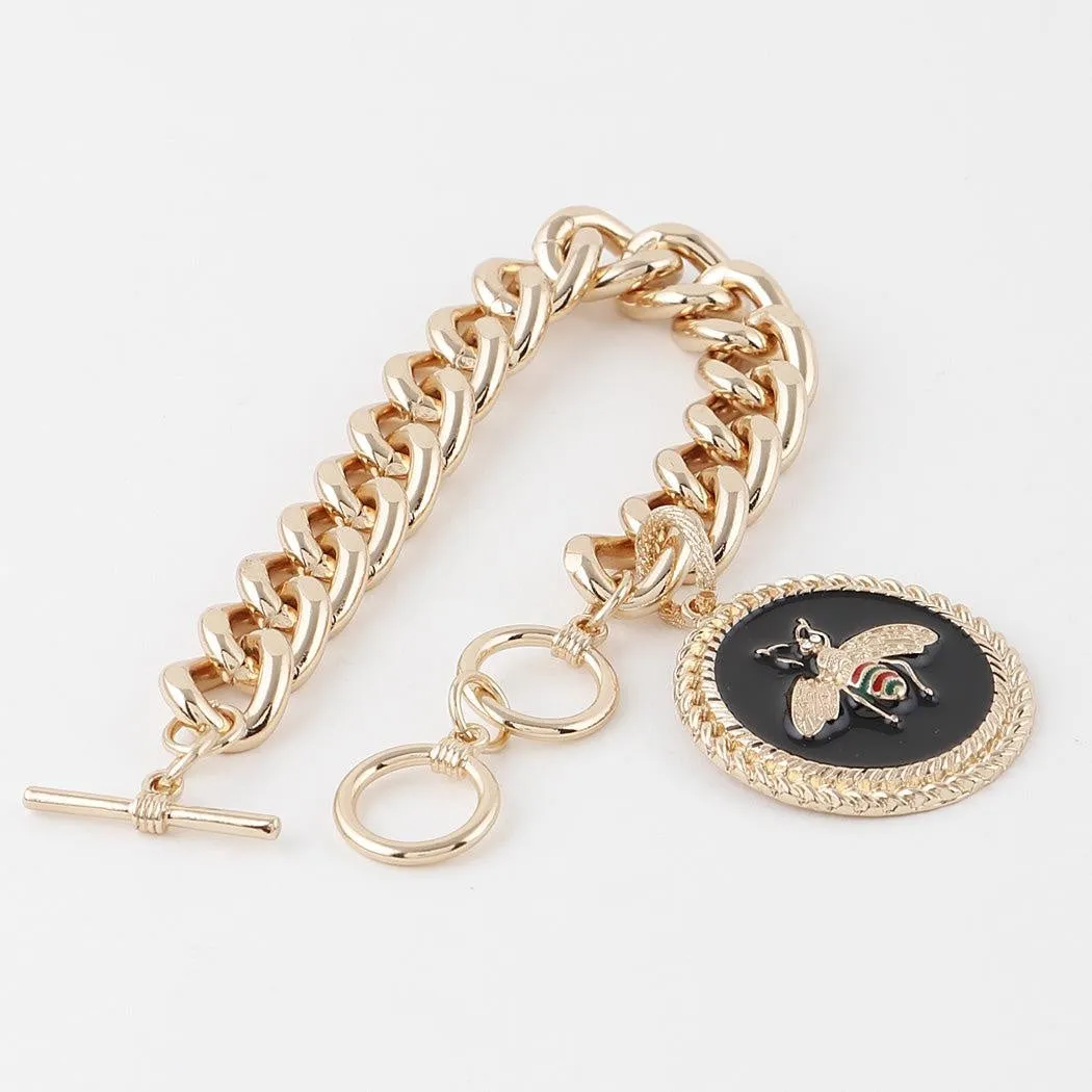 Bee Emblem Toggle Chain Bracelet