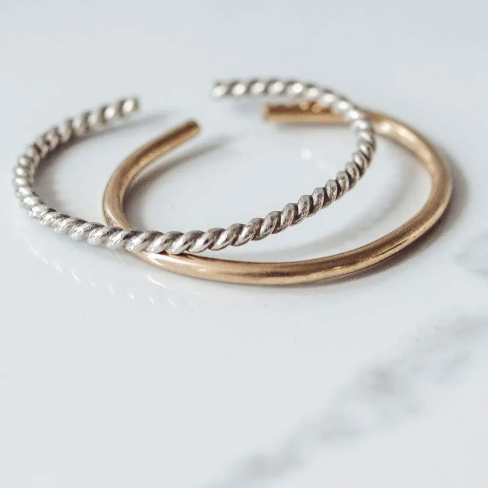 Behold Gold & Twisted Silver Baby Bangle Stack
