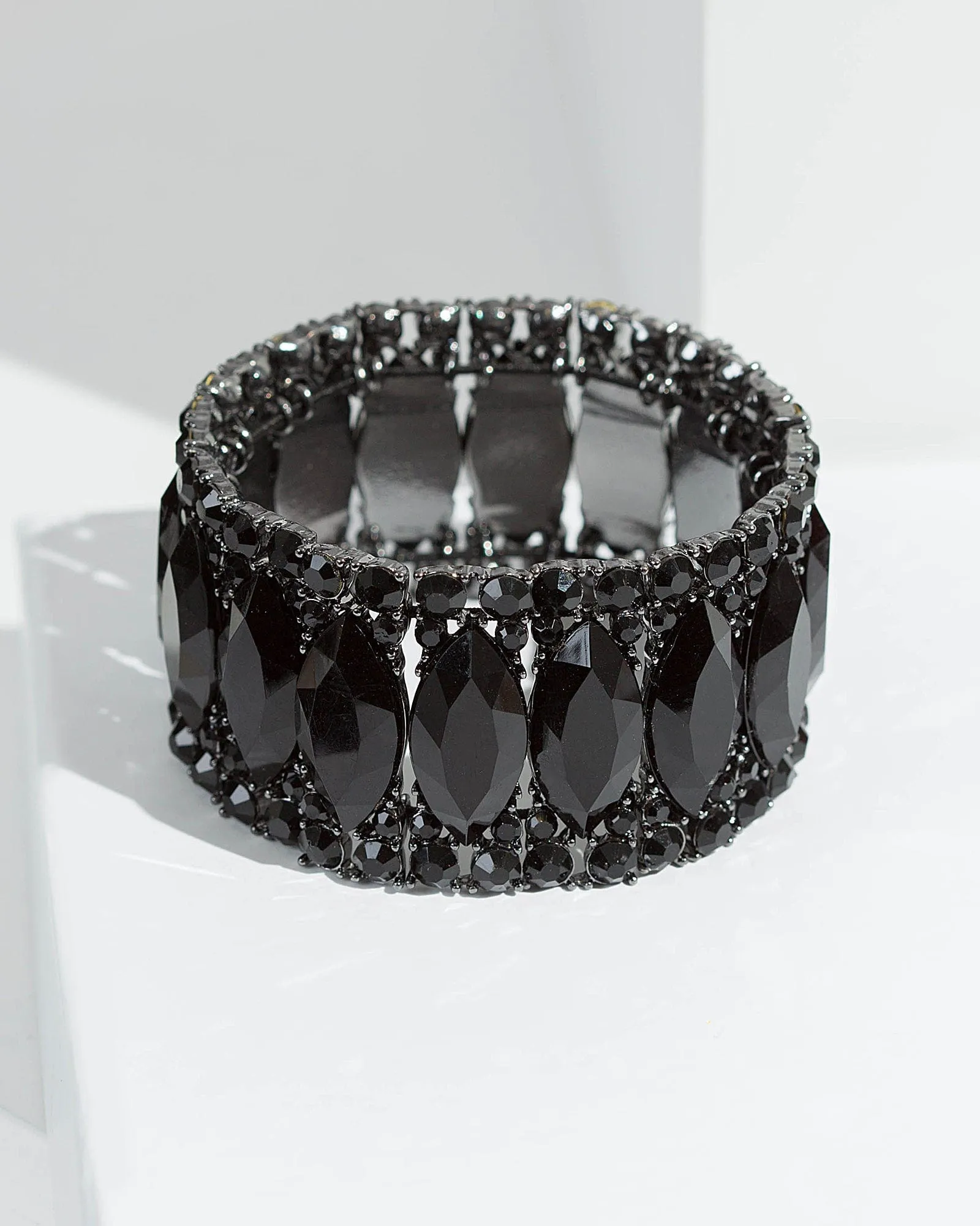 Black Beaded Stretch Bracelet Bracelet