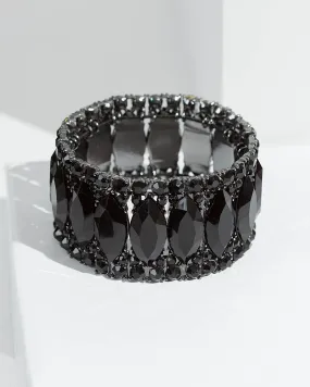 Black Beaded Stretch Bracelet Bracelet