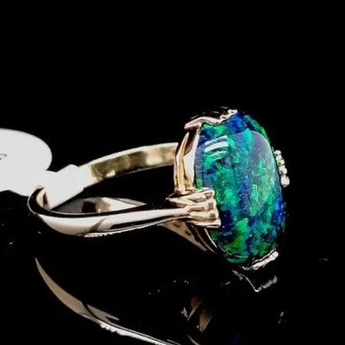 Black Opal 9ct Gold Ring