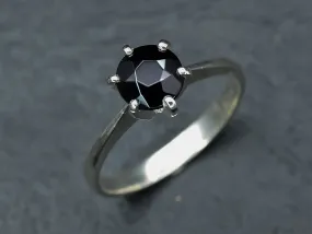 Black Solitaire Ring - Natural Onyx Ring, Dainty Gothic Ring